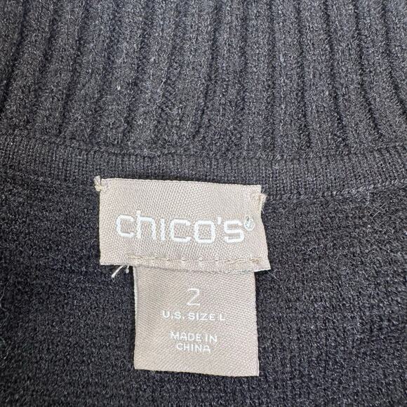 Chico’s 2/L Black Sweater Vest Pockets Knit Basic Whimsigoth Resort Minimalist - Picture 7 of 8